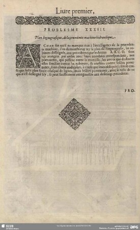 PROBLESME XXXIII. Plan Ingnografique, de la precedente machine hidraulique.