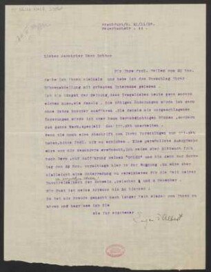 Brief an Ludwig Strecker an B. Schott's Söhne : 21.11.1926