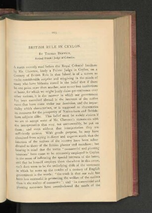 British Rule in Ceylon.