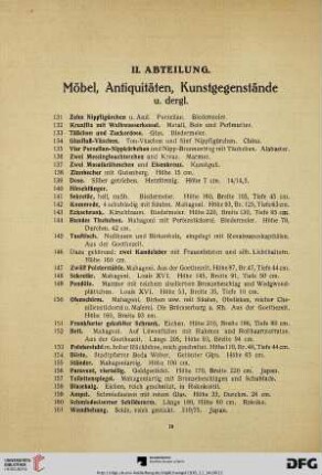 Möbel, Antiquitäten, Kunstgegenstände (Nr. 131-412)