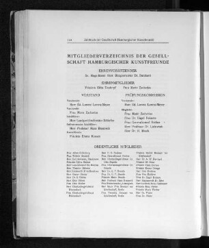 Mitgliederverzeichnis der Gesellschaft Hamburgischer Kunstfreunde