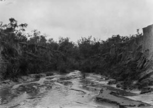 Bodenerosion : Von einem Fluss ausgewaschender Sandboden.
