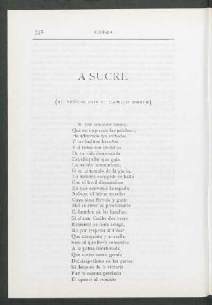 A Sucre : (Al Señor Don C. Caqmilo Daste)