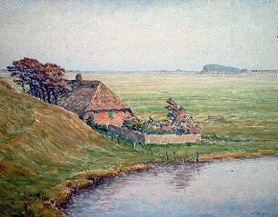 Reetdach hinterm Deich
