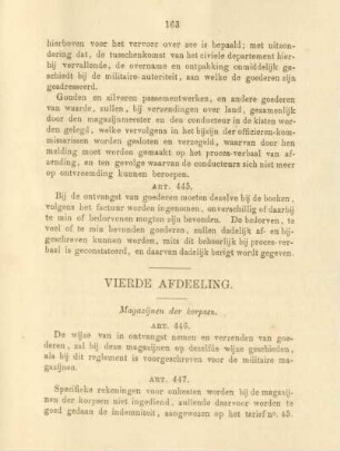 Vierde afdeeling. Magazijnen der korpsen