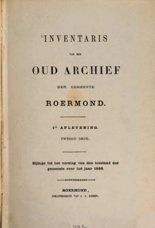Inventaris van het Oud Archief der gemeente Roermond, 3