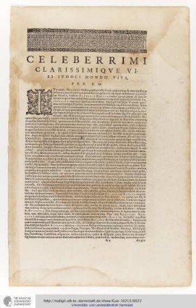 Celeberrimi Clarissimique Viri Iudoci Hondii Vita, Per P.M.