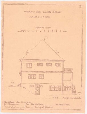 Wohnhaus Böhmer, Heidelberg: Ansicht von Westen 1:100