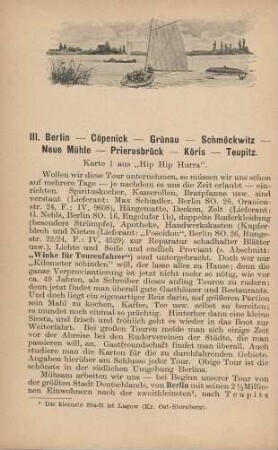 III. Berlin - Cöpenick - Grünau - Schmöckwitz - Köris - Teupitz