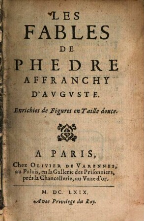 Les fables de Phedre : enrichies de figures en taille douce