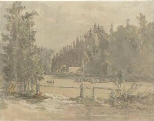 Landschaft mit weidenden Rindern