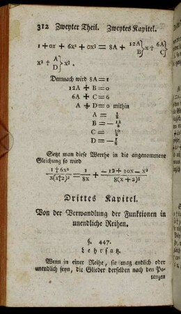 Drittes Kapitel. Von der Verwandlung der Funktionen in unendliche Reihen.