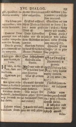 Dialogus decimus sextus = Das sechszehende Gespräch = Szesnasta Rozmowa