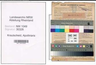 Entnazifizierung Apollinaris Krautscheid , geb. 30.09.1891 (Stellwerksmeister)