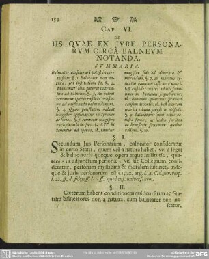 Cap. VI. De Iis Quae Ex Iure Personarum Circa Balneum Notanda