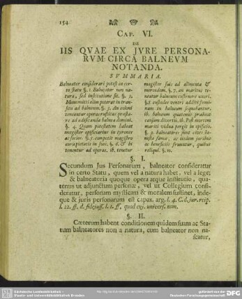 Cap. VI. De Iis Quae Ex Iure Personarum Circa Balneum Notanda
