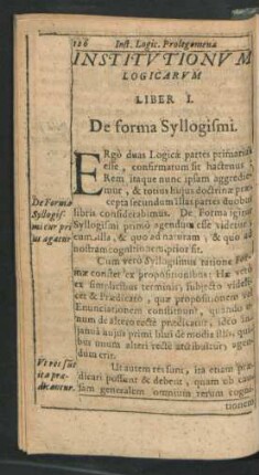 Institutionum Logicarum Liber I. De forma Syllogismi.