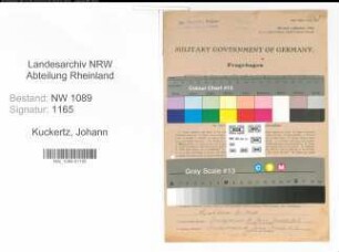 Entnazifizierung Johann Kuckertz , geb. 04.09.1915 (Polizist)