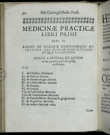 Pars IV. Agens De narium Dentiumque Affectibus, Nec Non De Eorum Causis Atque Curatione.