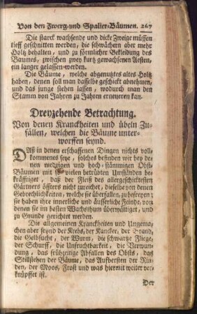 Dreyzehende Betrachtung. Von denen Krankheiten und üblen Zufällen, welchen die Bäume unterworffen seynd