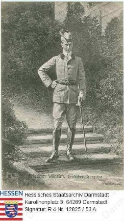 Wilhelm Kronprinz v. Preußen (1882-1951) / Porträt in Jagdkleidung, in Garten stehend, Ganzfigur