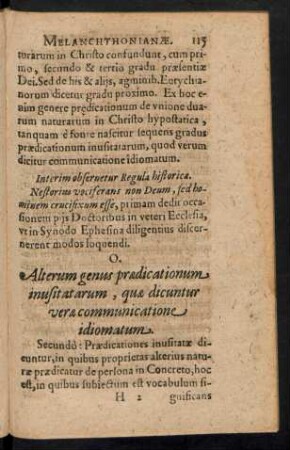O. Alterum genus praedicationum inusitatarum, quae dicuntur verae communicatione idiomatum.