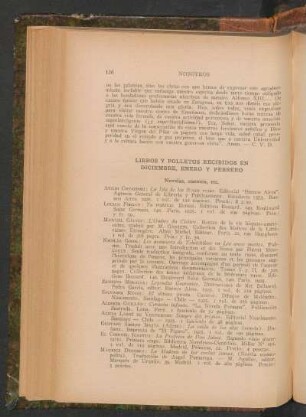 Libros y folletos recibidos en Diciembre, Enero y Febrero