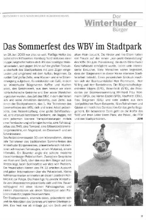 Das Sommerfest des WBV im Stadtpark