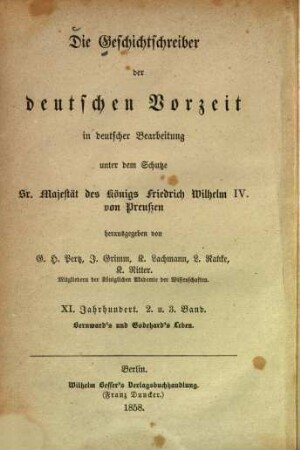 Die Lebensbeschreibung der Bischöfe Bernward und Godehard von Hildesheim : nach der Ausgabe der Monumenta Germaniae