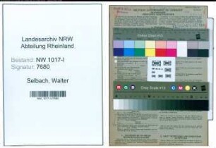 Entnazifizierung Walter Selbach , geb. 26.08.1914 (Kaufmaennischer Angestellter)