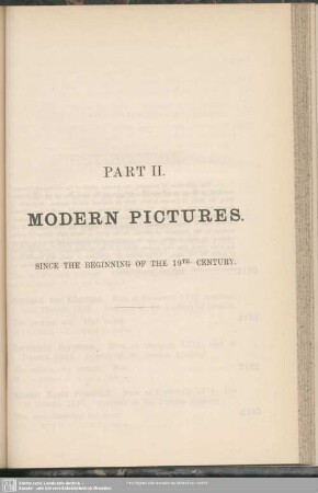 Part II. Modern Pictures since the beginning of the 19th Century