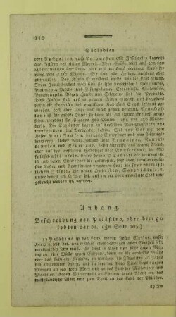 Anhang. Beschreibung von Palaestina, oder dem gelobten Lande