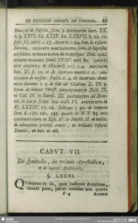 Caput VII. De symbolis, in primis Apostolico, et de haeresi Apollinaris