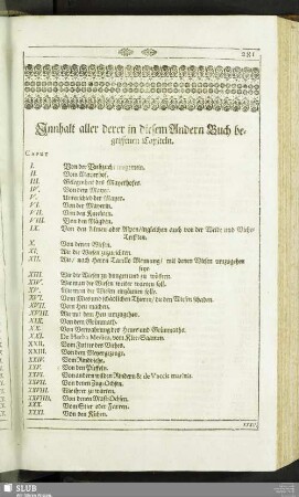 Innhalt aller derer in diesem Andern Buch begriffenen Capiteln