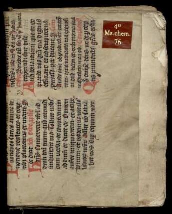 Johannes von Padua (?). Lateinische und deutsche anonyme alchemische Traktate. Chemische Rezepte