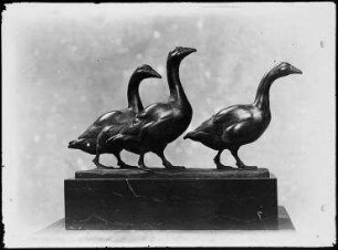 Ohne Titel (Im Atelier von August Gaul: Bronzeskulptur, drei Gänse, nach rechts gewandt)