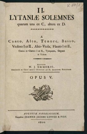 II. Lytaniae Solemnes. Opus V.