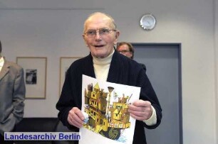Verleihung des Verdienstkreuzes am Bande an Johannes Hegenbarth (Hannes Hegen), Senatsverwaltung für Kultur, Brunnenstraße (Mitte)