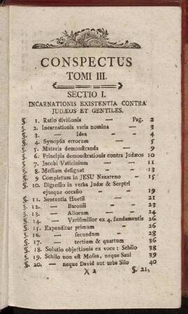 Conspectus Tomi III.