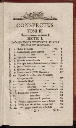 Conspectus Tomi III.