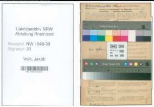 Entnazifizierung Jakob Volk , geb. 24.07.1897 (Fahrer)