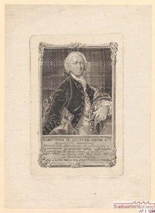 Johann Heumann von Teutschenbrunn aus Muggendorf im Bayreuthischen, Ratskonsulent, Fürstlicher Berater, Professor in Altdorf; geb. 11. Februar 1711; gest. 29. September 1760
