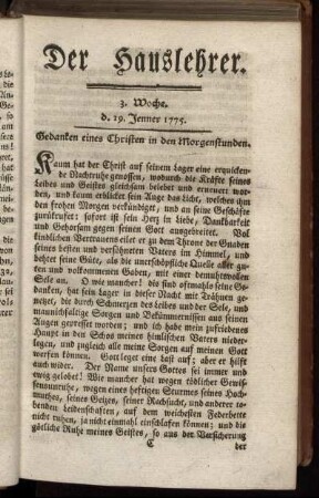 3. Woche, d. 19. Jenner 1775