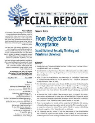 From rejection to acceptance : Israeli national security thinking and Palestinian statehood