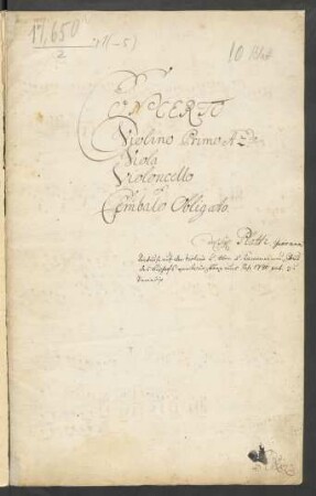 Konzerte; cemb, strings; C-Dur; IesP I 48
