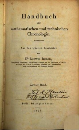 Handbuch der mathematischen und technischen Chronologie. 2