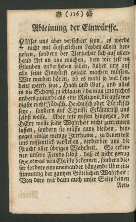 Ableinung der Einwürffe.