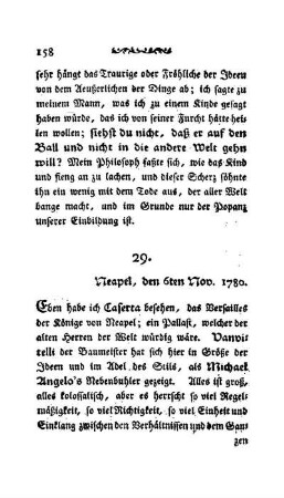 29. - Neapel, den 6ten Nov. 1780.