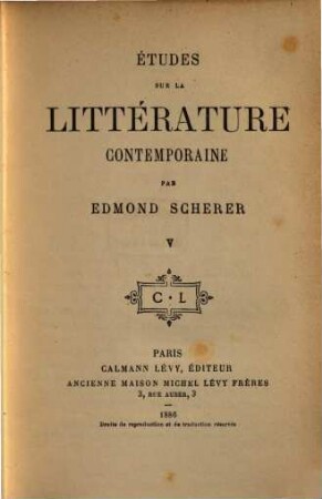 Études sur la littérature contemporaine. 5