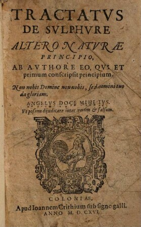 Tractatus de sulphure, altero naturae principio